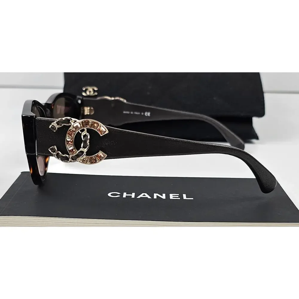 CHANEL Rectangle DARK HAVANA BROWN Sunglasses - Picture 4 of 8
